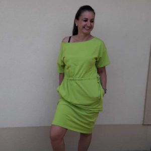 Női ruha Aletta , lime színben-2